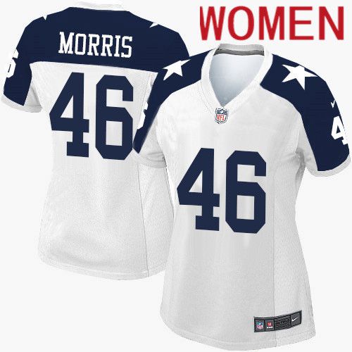 Women Dallas Cowboys #46 Alfred Morris Nike White Alternate Throwback Game NFL Jersey->women nfl jersey->Women Jersey